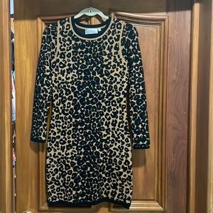 Leopard stretch long sleeve dress
